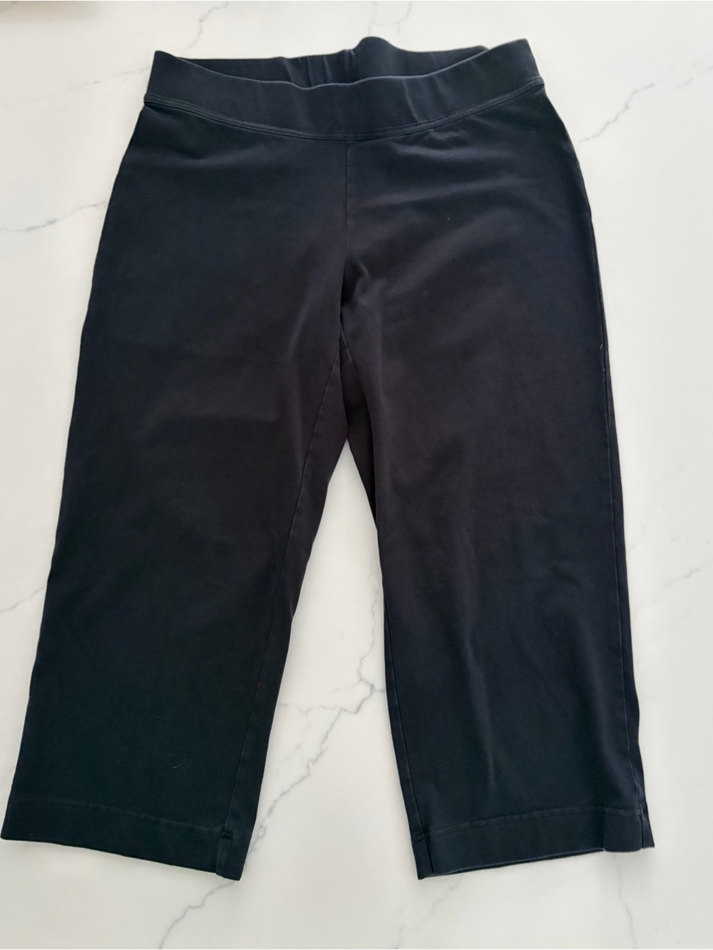 Lands' End Large Women's Starfish Mid Rise Straight Leg Cropped Pants Black New